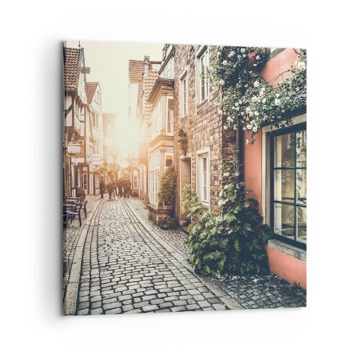 Obraz na plátně - Růžová ulička v růžové září - 60x60 cm