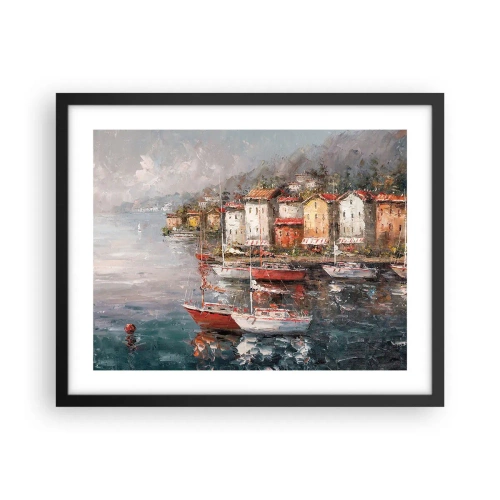 Plakát v černém rámu - Romantický přístav - 50x40 cm