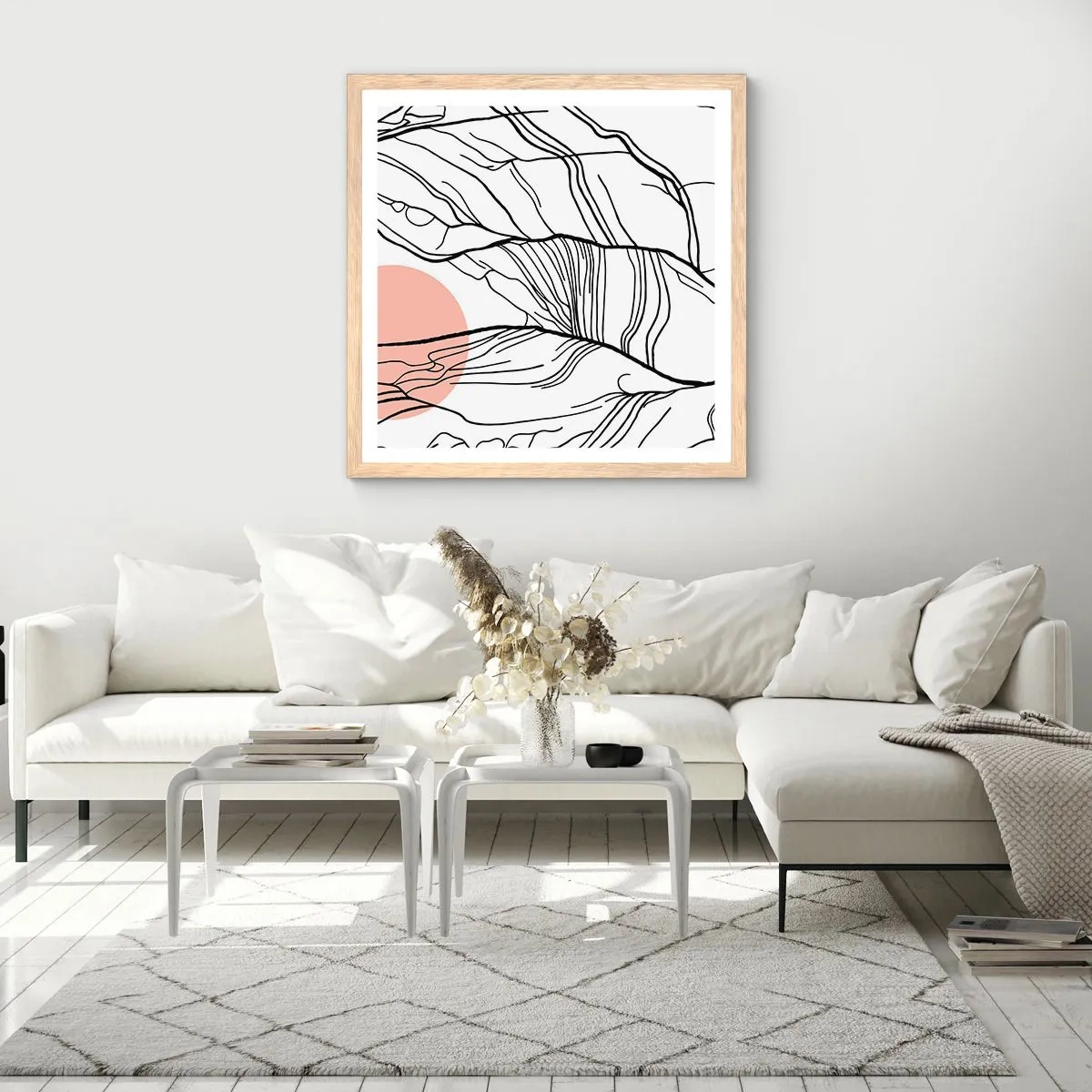 Plakát v rámu světlý dub - V síti větviček - 40x40 cm