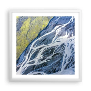 Plakát v bílém rámu - Jeskynní malby přírody - 50x50 cm
