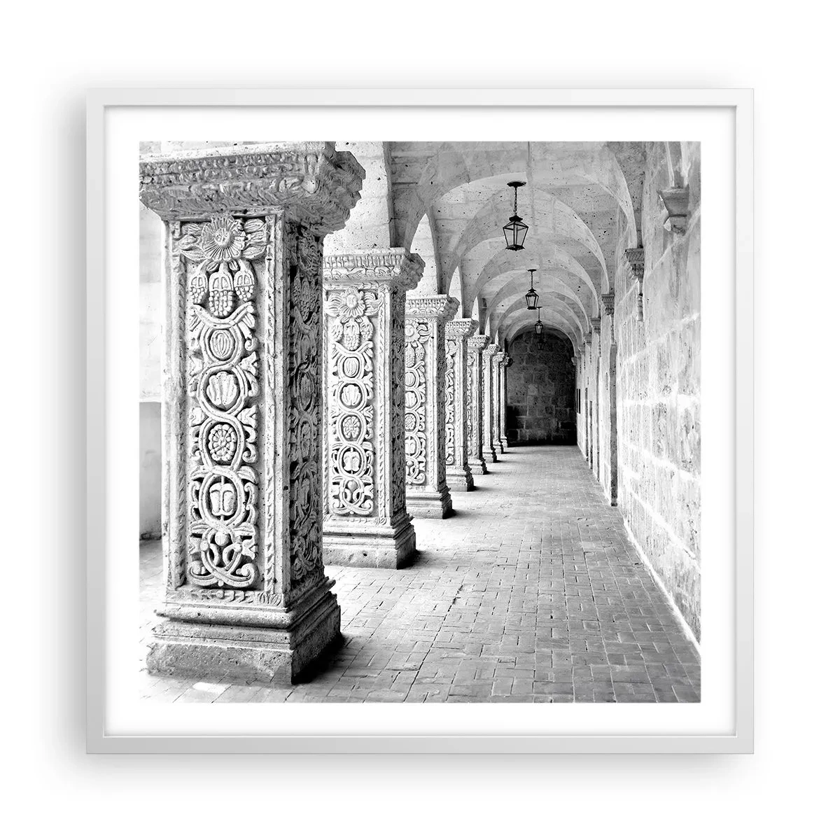 Plakát v bílém rámu - Kam...? - 60x60 cm