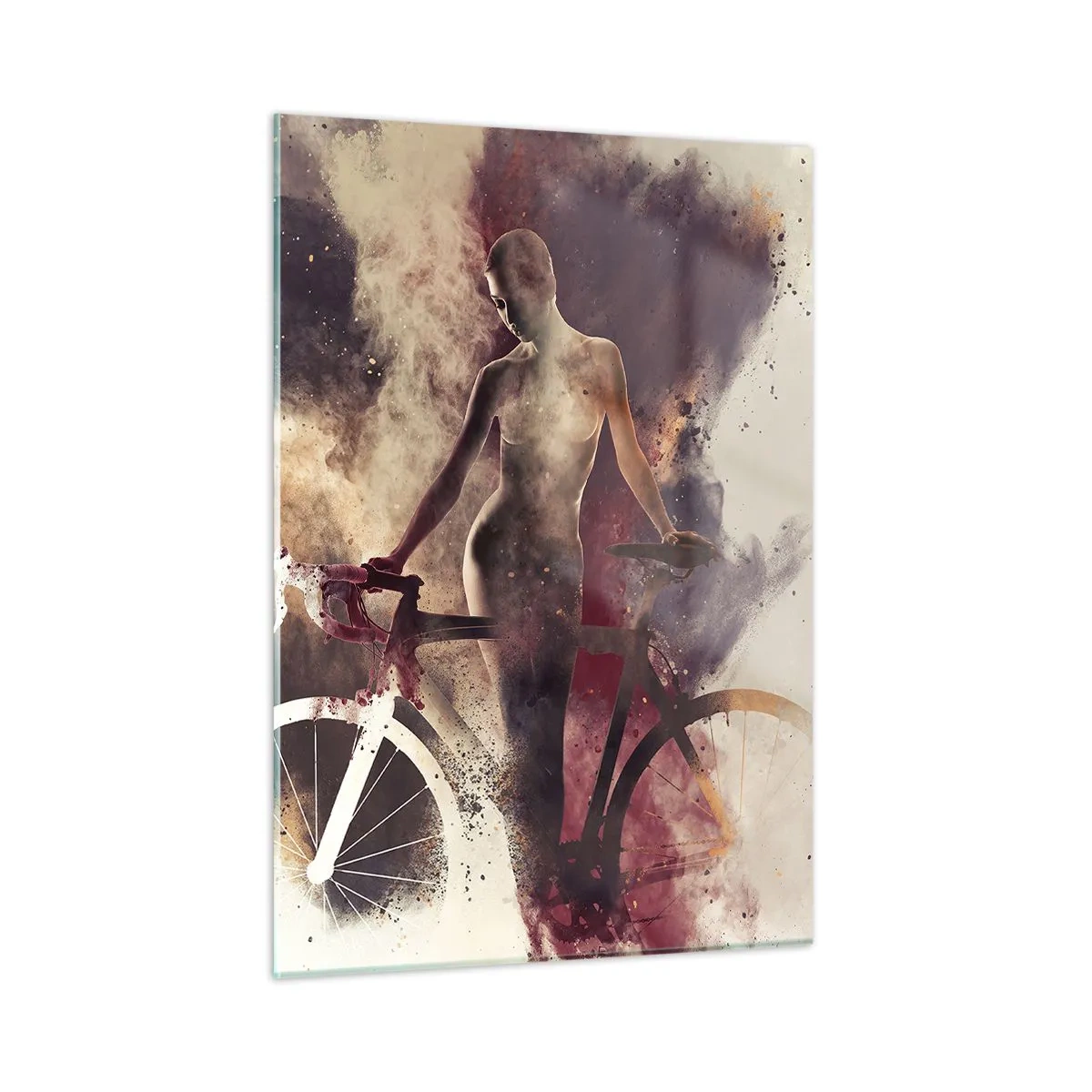 Obraz na skle - Cyklistická duše v mramorových tvarech - 50x70 cm