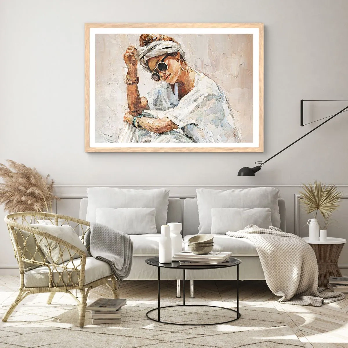 Plakát v rámu světlý dub - Portrét v plném slunci - 100x70 cm