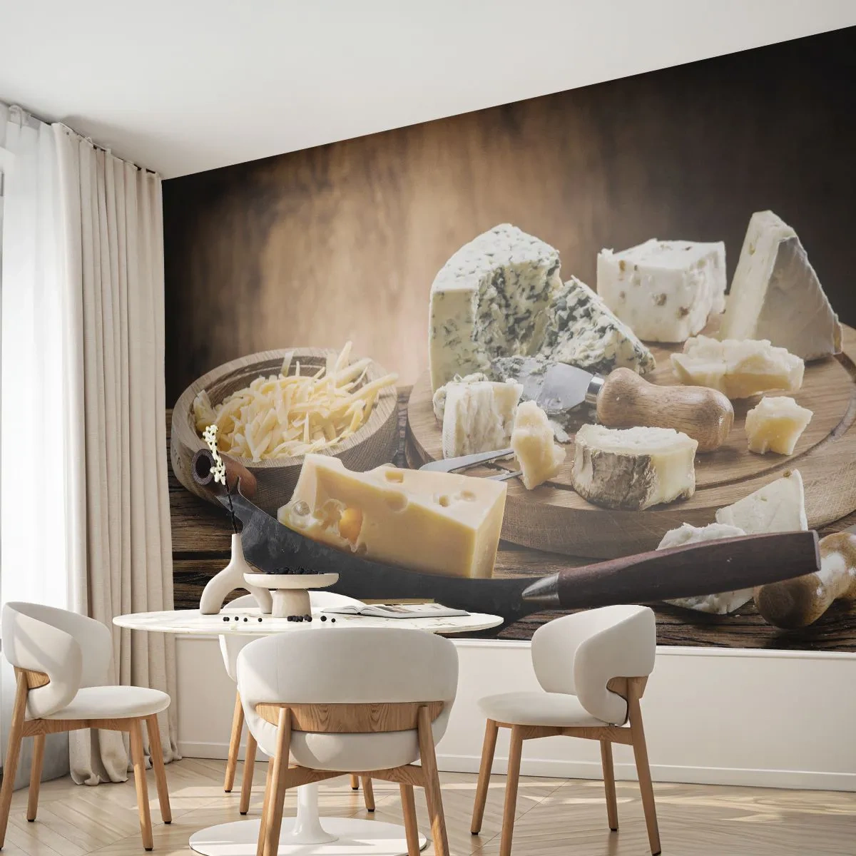 Fototapeta Samolepicí Deluxe Sticker - Usměj se na sýr - Gastronomie, Sýrová deska, Kulinářské - 250x175 cm