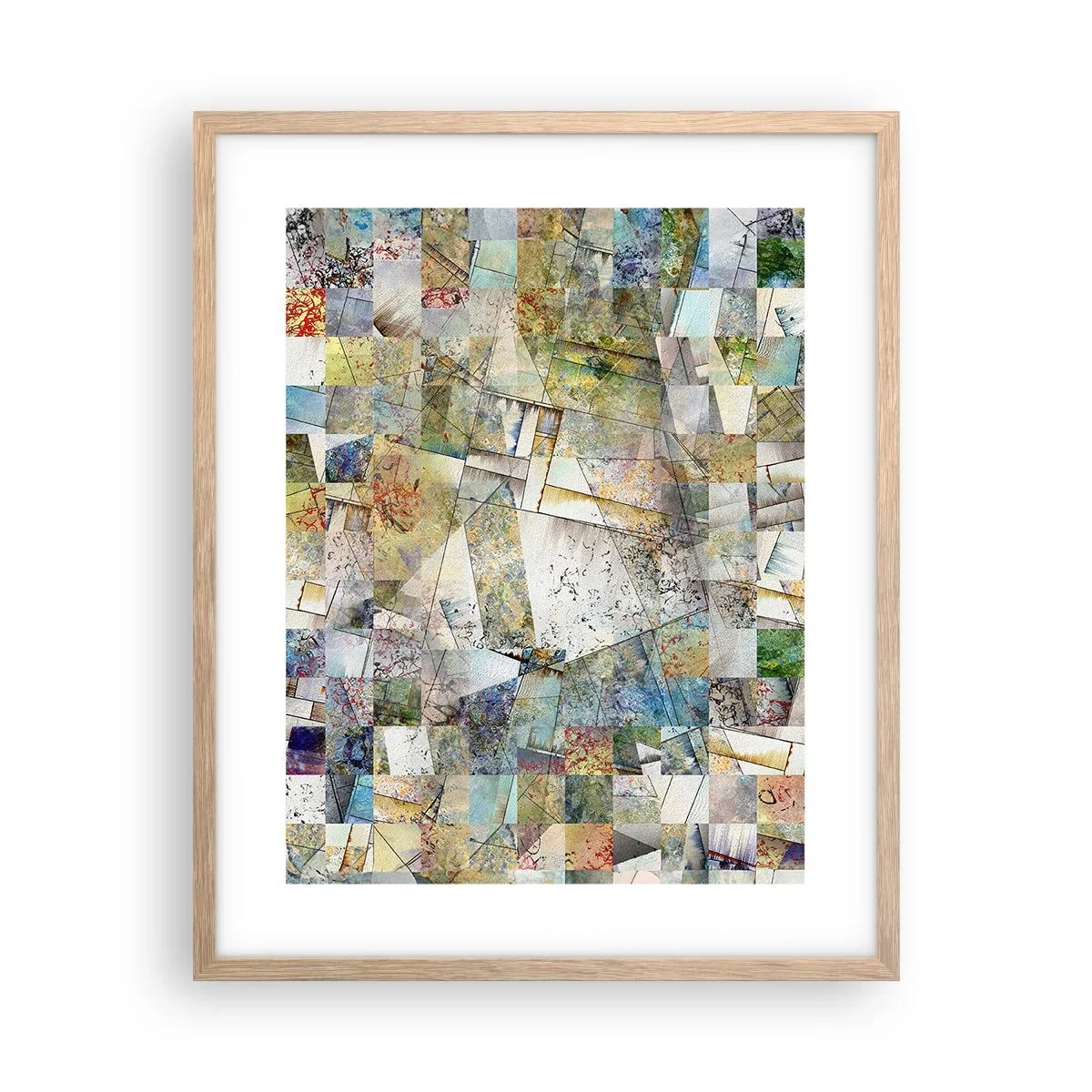 Plakát v rámu světlý dub - Geometrické přeskupení - 40x50 cm