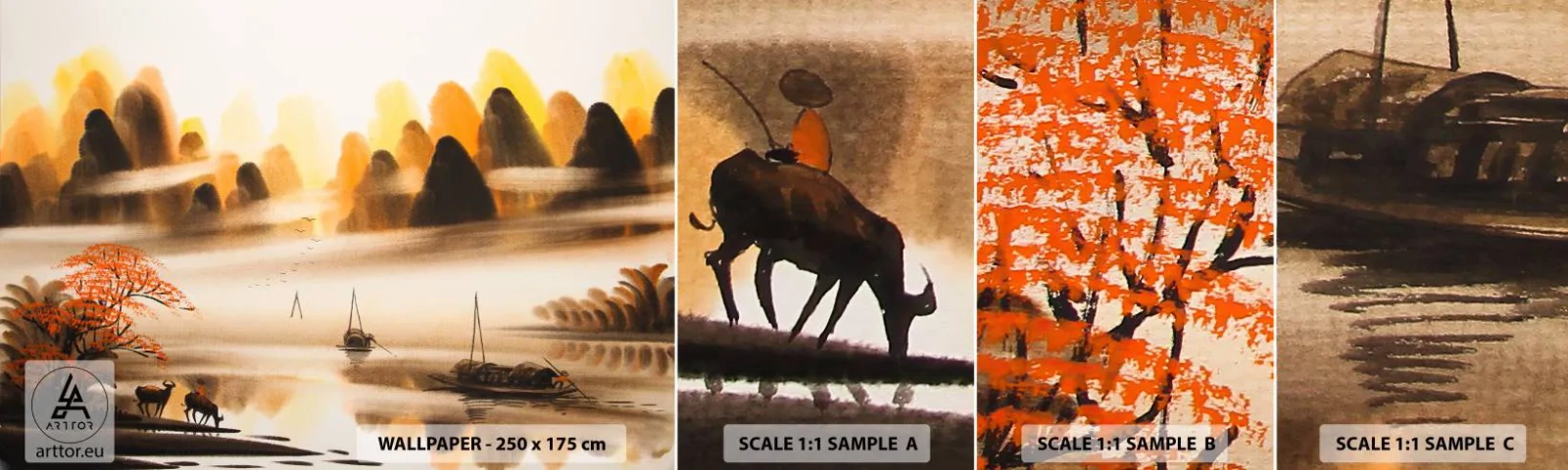 Vzor Fototapety Samolepicí Deluxe Sticker - Dál než na Dálném východu - Čína, Krajina, Asie - 100x30 cm