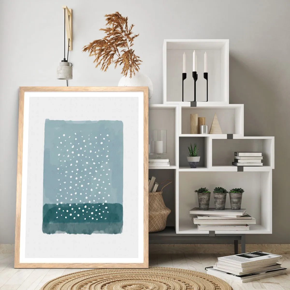 Plakát v rámu světlý dub - Pěstováno na modři - 50x70 cm