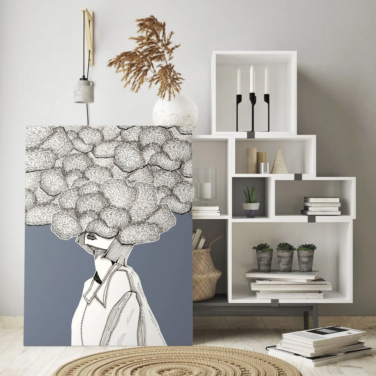 Obraz na skle - S hlavou v oblacích - 70x100 cm