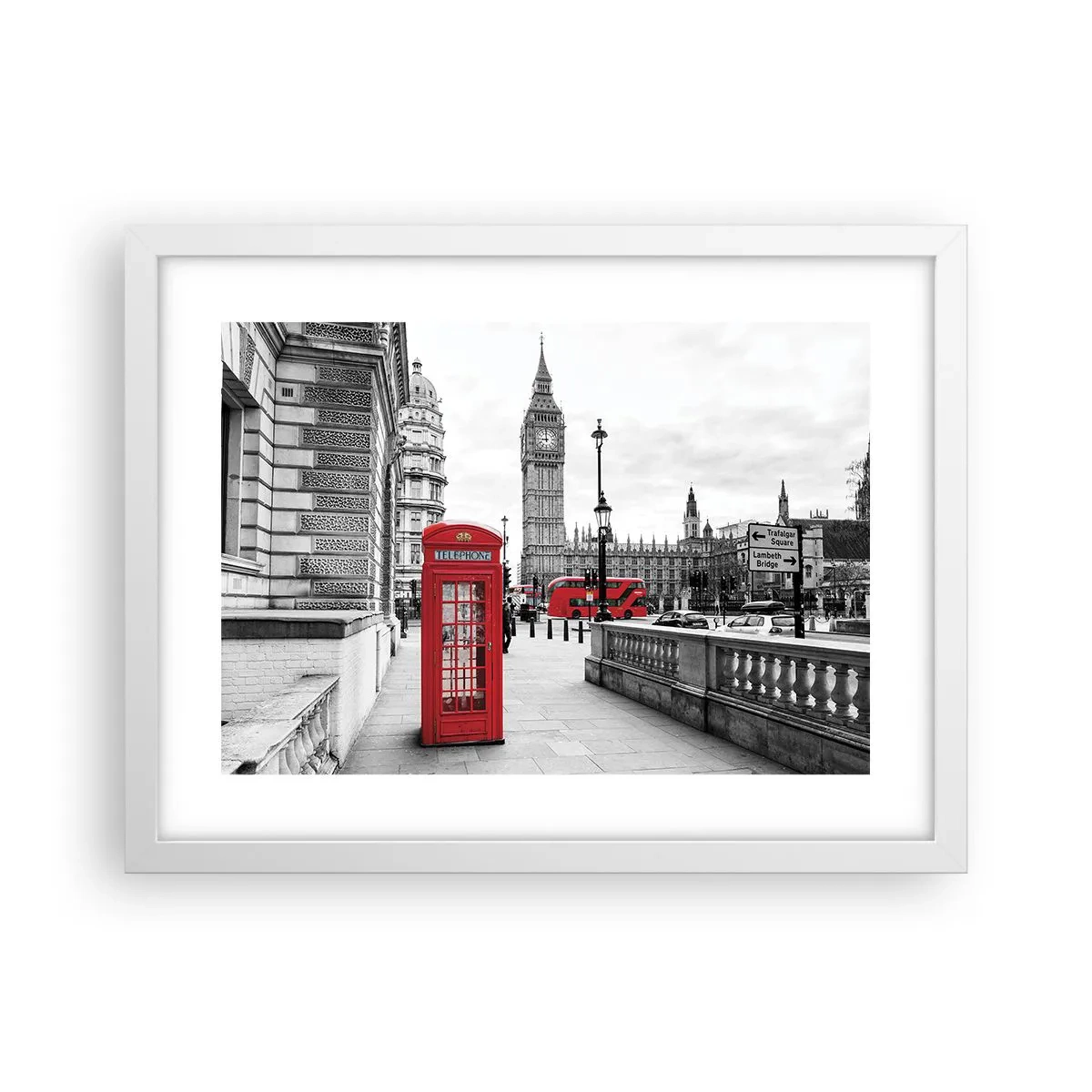 Plakát v bílém rámu - Nepochybně Londýn - 40x30 cm