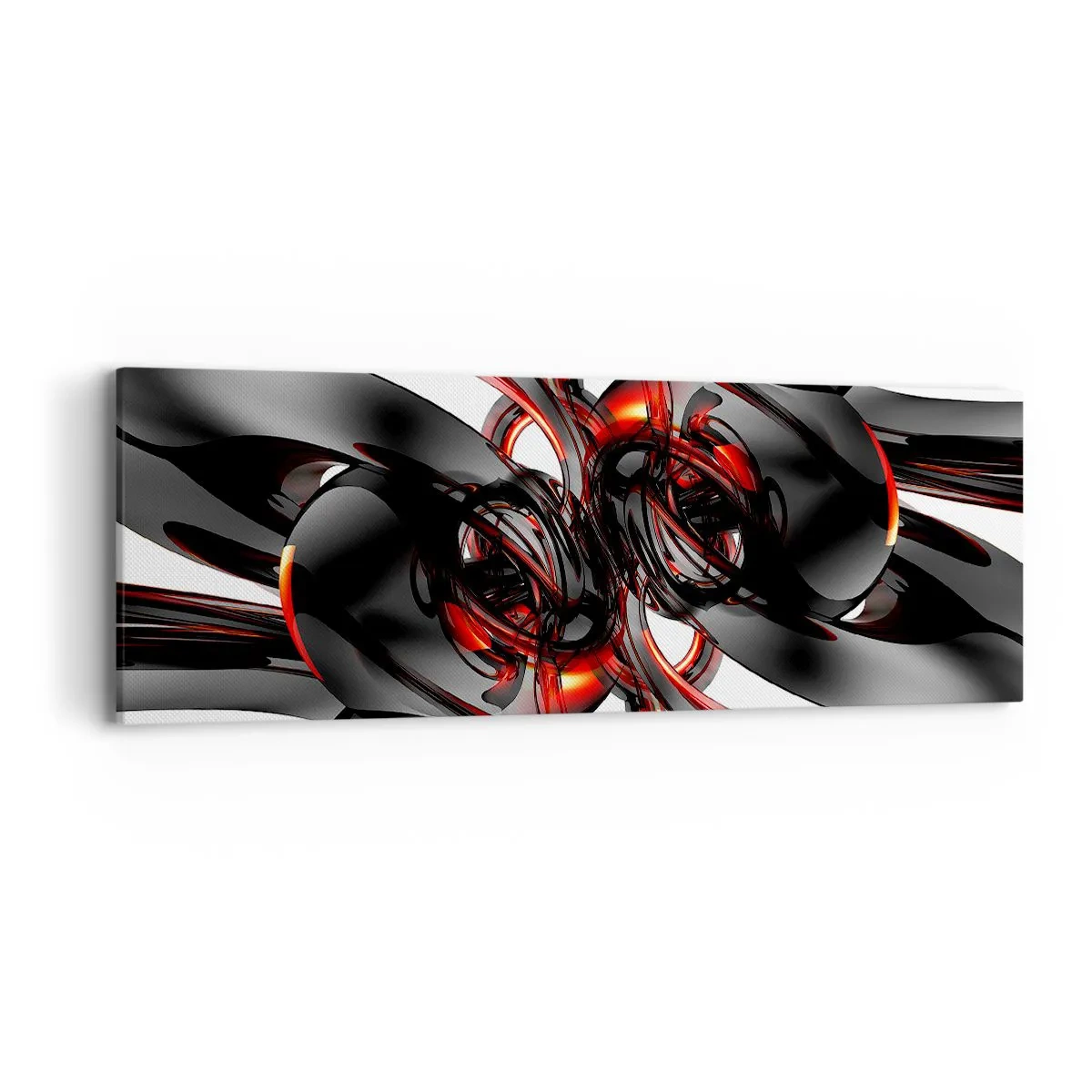 Obraz na plátně - Pohyb v grafitové a červené - 90x30 cm
