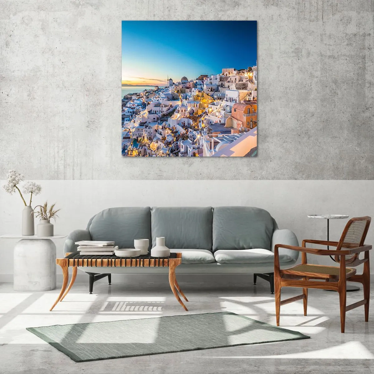 Obraz na skle - Esence Řecka - 70x70 cm