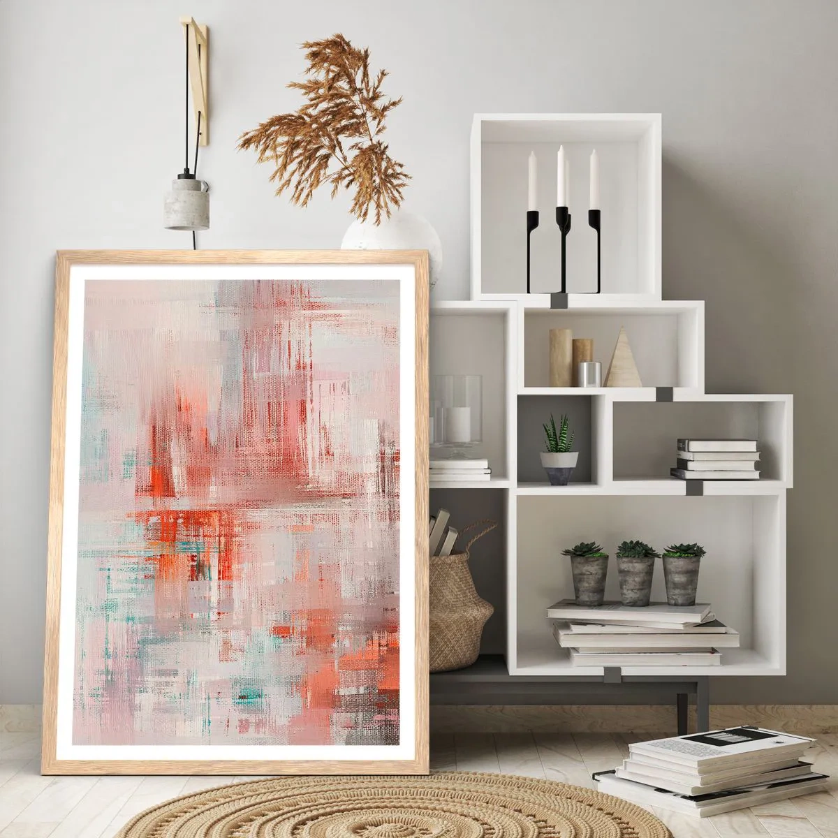 Plakát v rámu světlý dub - Zamlžené. Ale růžové - 40x50 cm