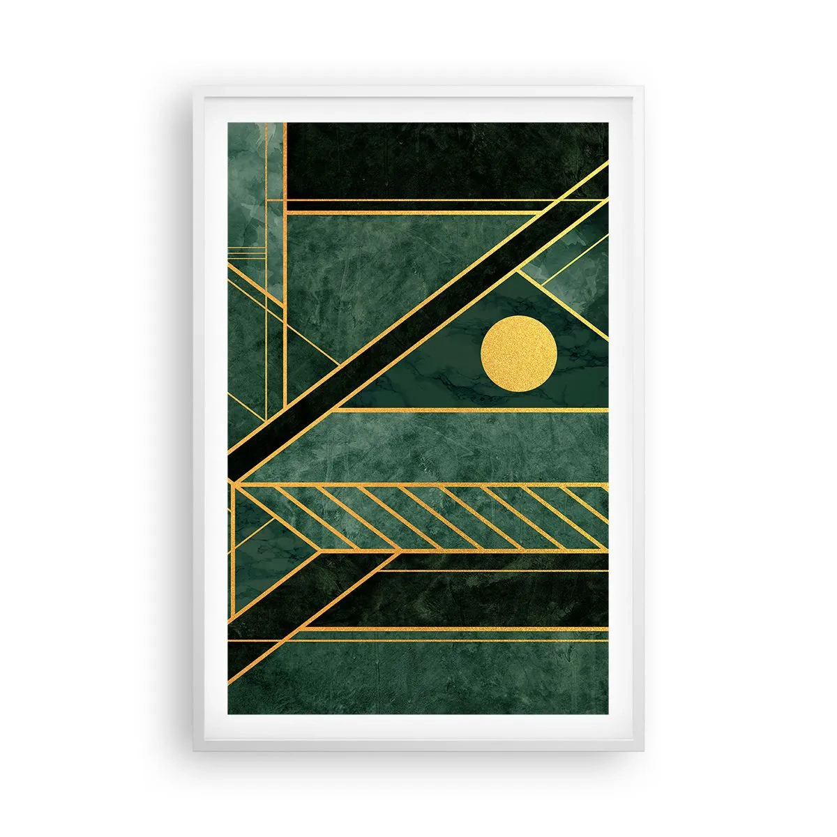 Plakát v bílém rámu - Dynamika zlata a lazuritu - 61x91 cm