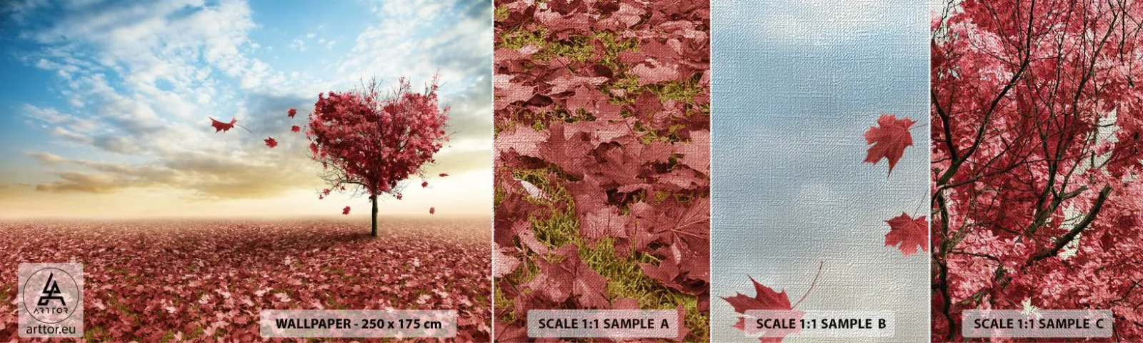 Vzor Fototapety Premium Canvas - Zamiluj si také podzim - Krajina, Grafika, Strom - 100x30 cm