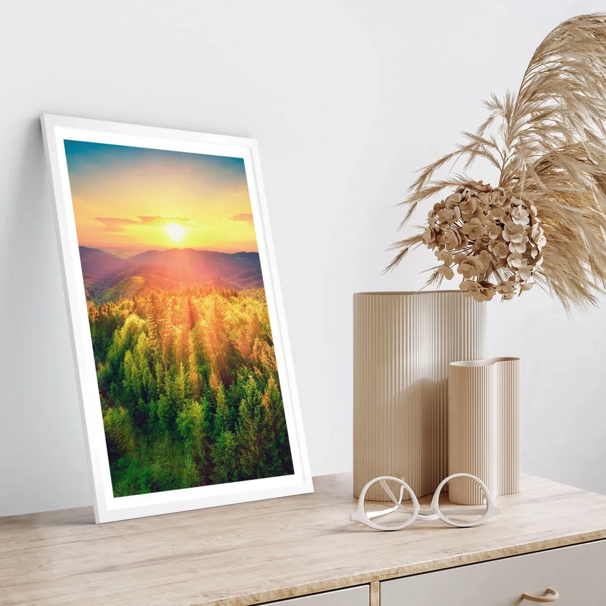 Plakát v bílém rámu - Vrcholky a vrcholy - 40x50 cm