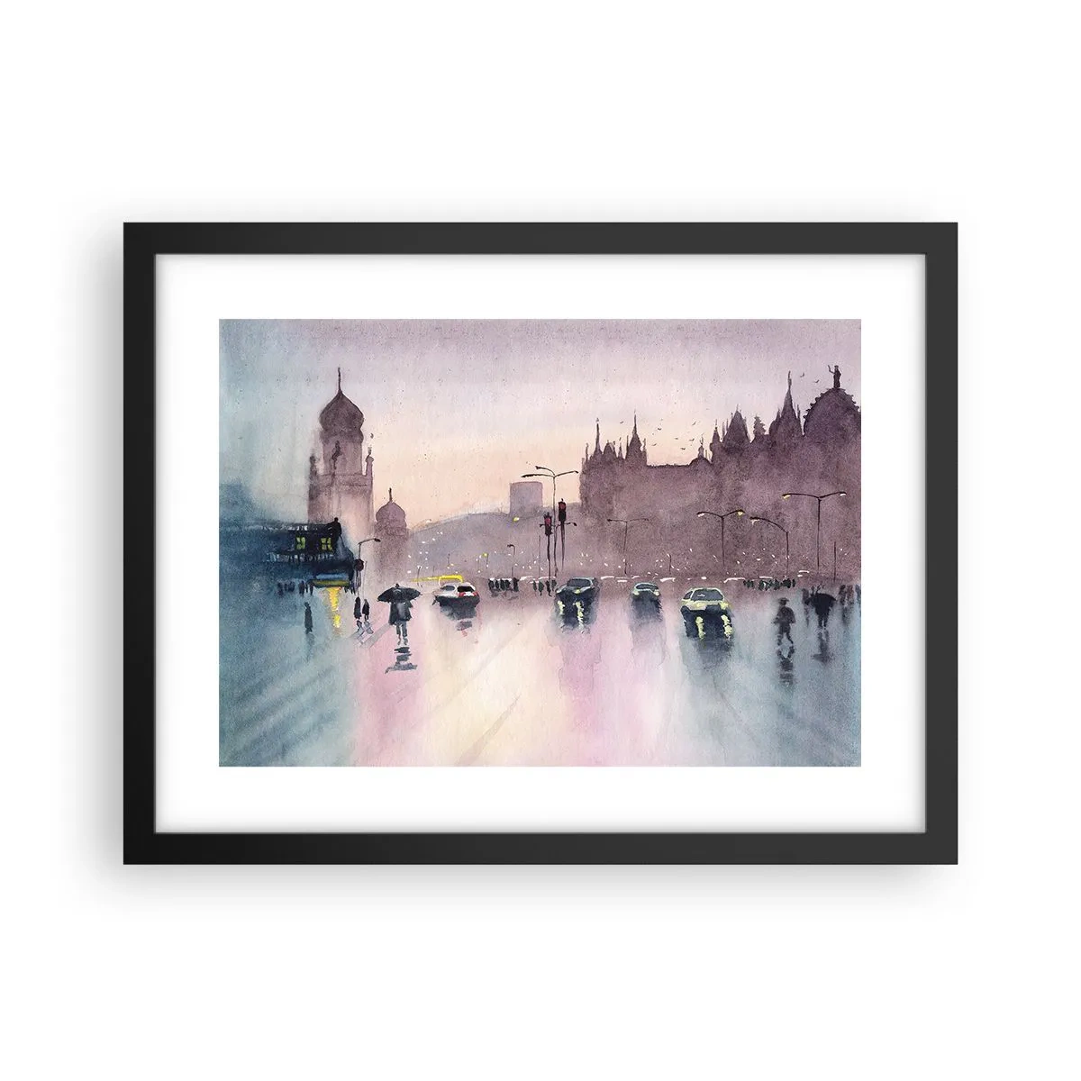 Plakát v černém rámu - V deštivém oparu - 40x30 cm