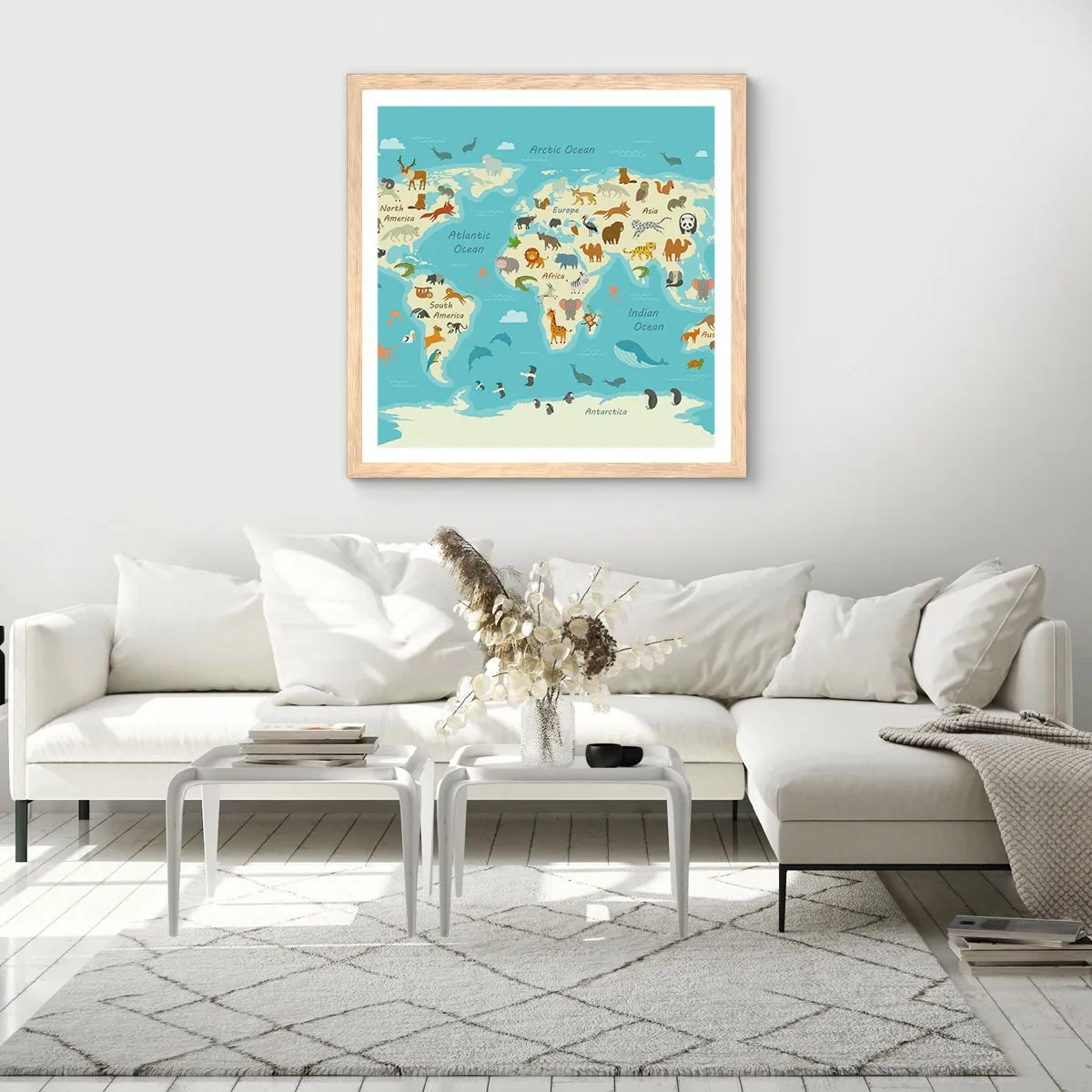 Plakát v rámu světlý dub - Dobří sousedé - 40x40 cm