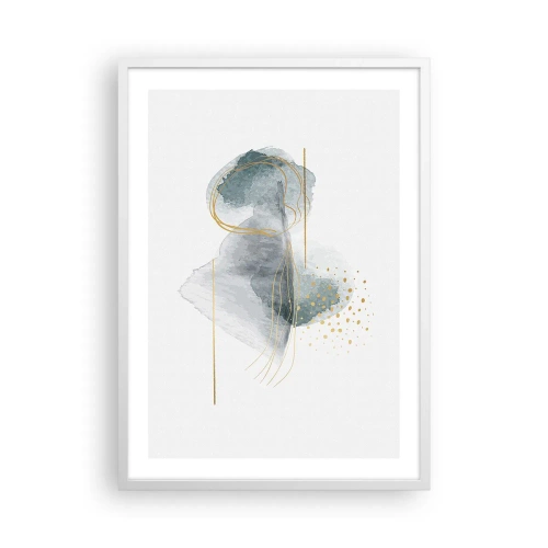 Plakát v bílém rámu - O vztahu mezi šedou a zlatou - 50x70 cm