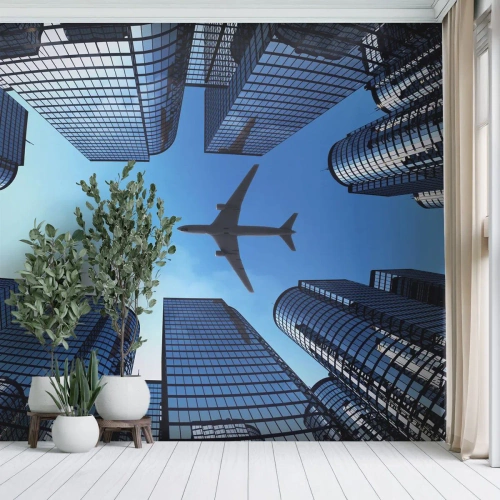Fototapeta Premium Canvas - Pohled ze skleněné rokle - Architektura, Letadlo, Město - 150x105 cm