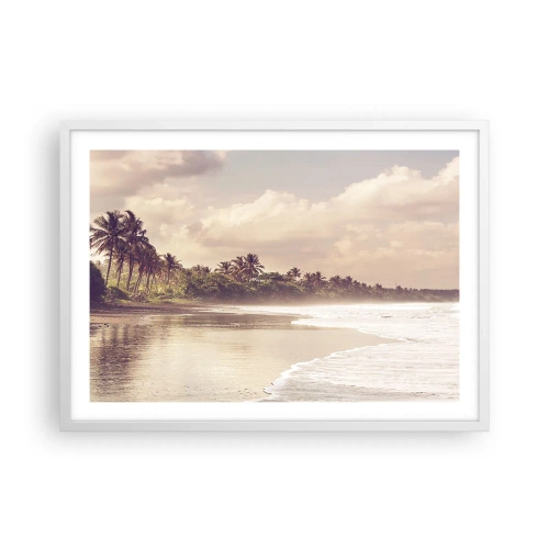 Plakát v bílém rámu - Pohlazení vln - 70x50 cm