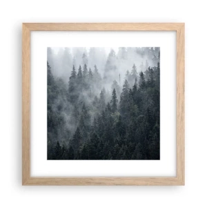 Plakát v rámu světlý dub - Lesní svítání - 30x30 cm
