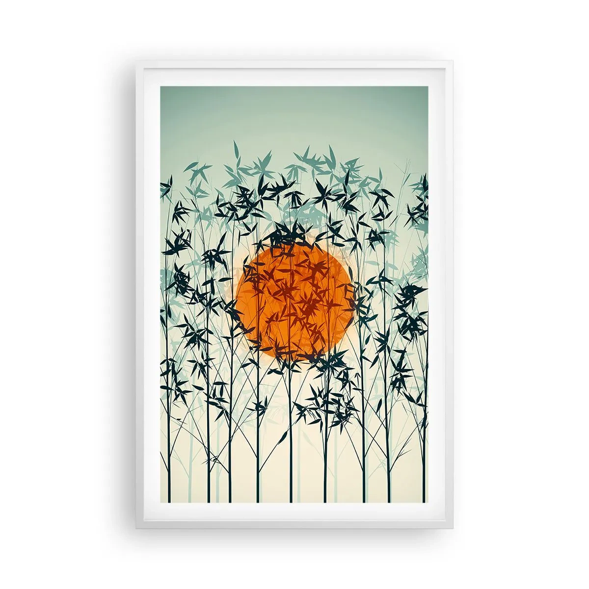 Plakát v bílém rámu - Japonské slunce - 61x91 cm
