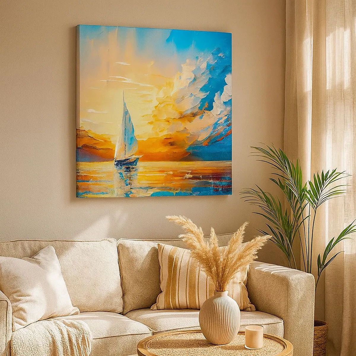 Obraz na plátně - Plavba ve zlatě - 30x30 cm