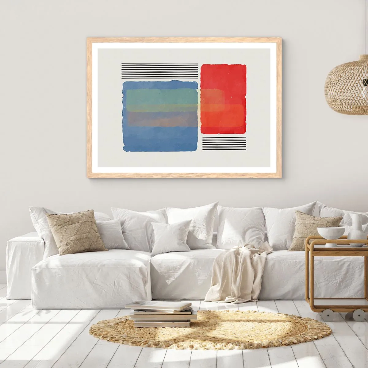 Plakát v rámu světlý dub - Duch a písmeno geometrie - 100x70 cm