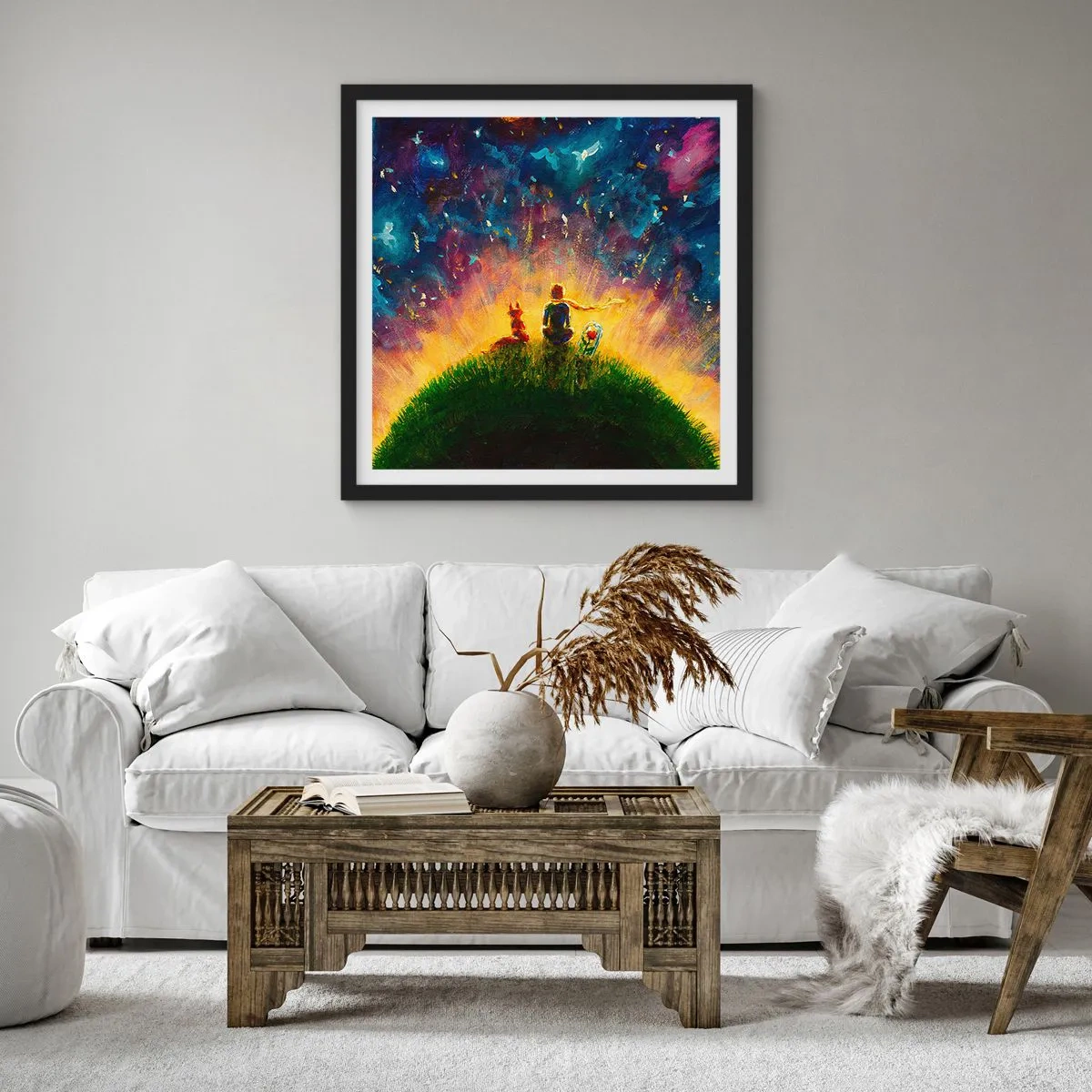 Plakát v černém rámu - Láska a přátelství - celý svět - 40x40 cm