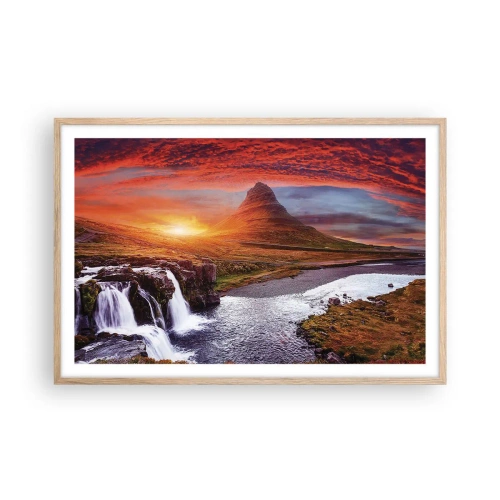 Plakát v rámu světlý dub - Pohled na Středozem - 91x61 cm