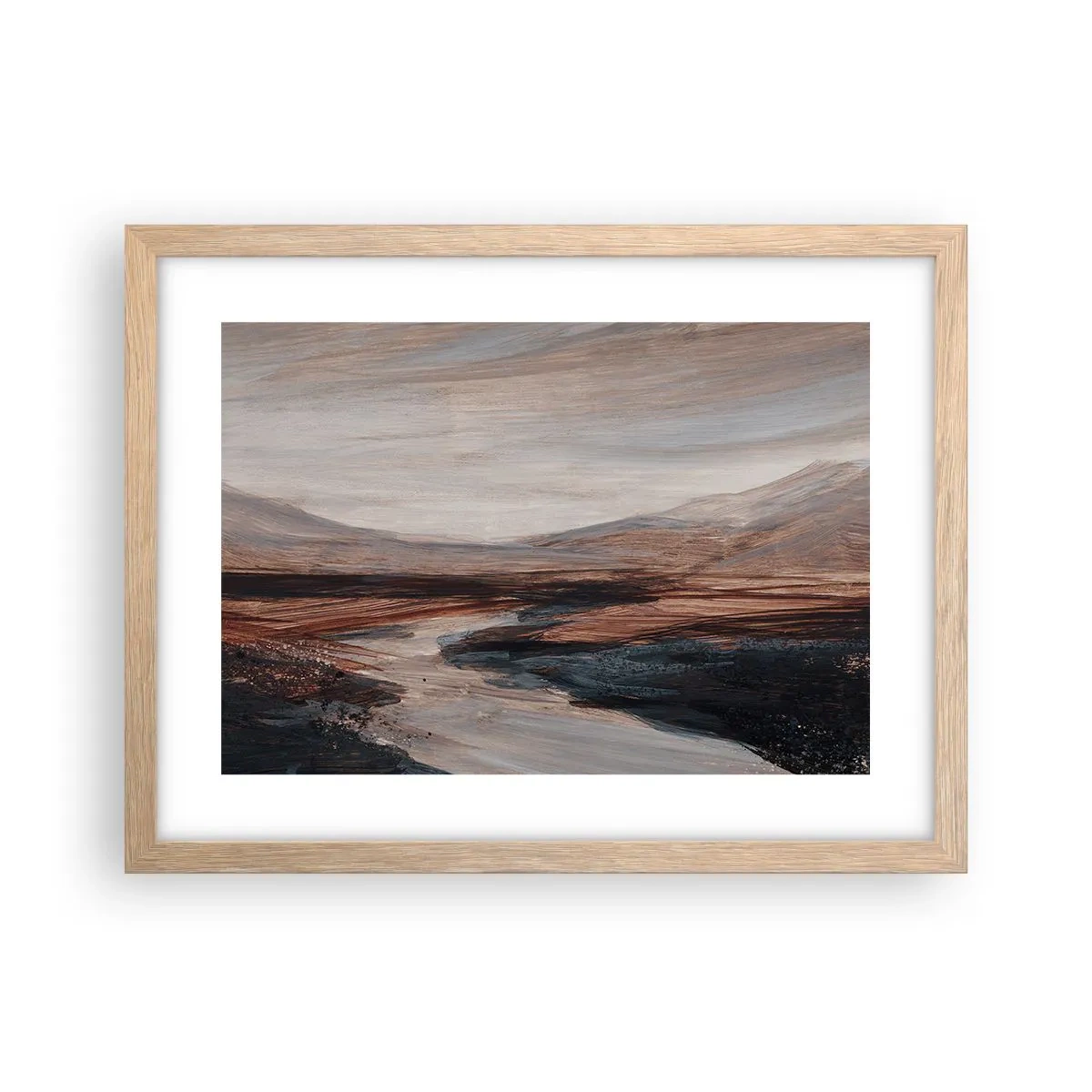 Plakát v rámu světlý dub - Klidné údolí - 40x30 cm