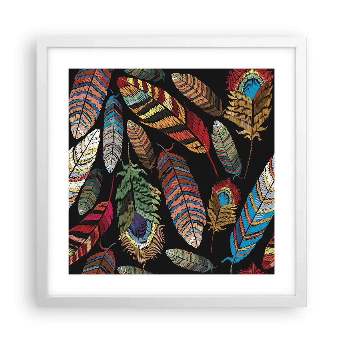 Plakát v bílém rámu - Ptačí karneval - 40x40 cm