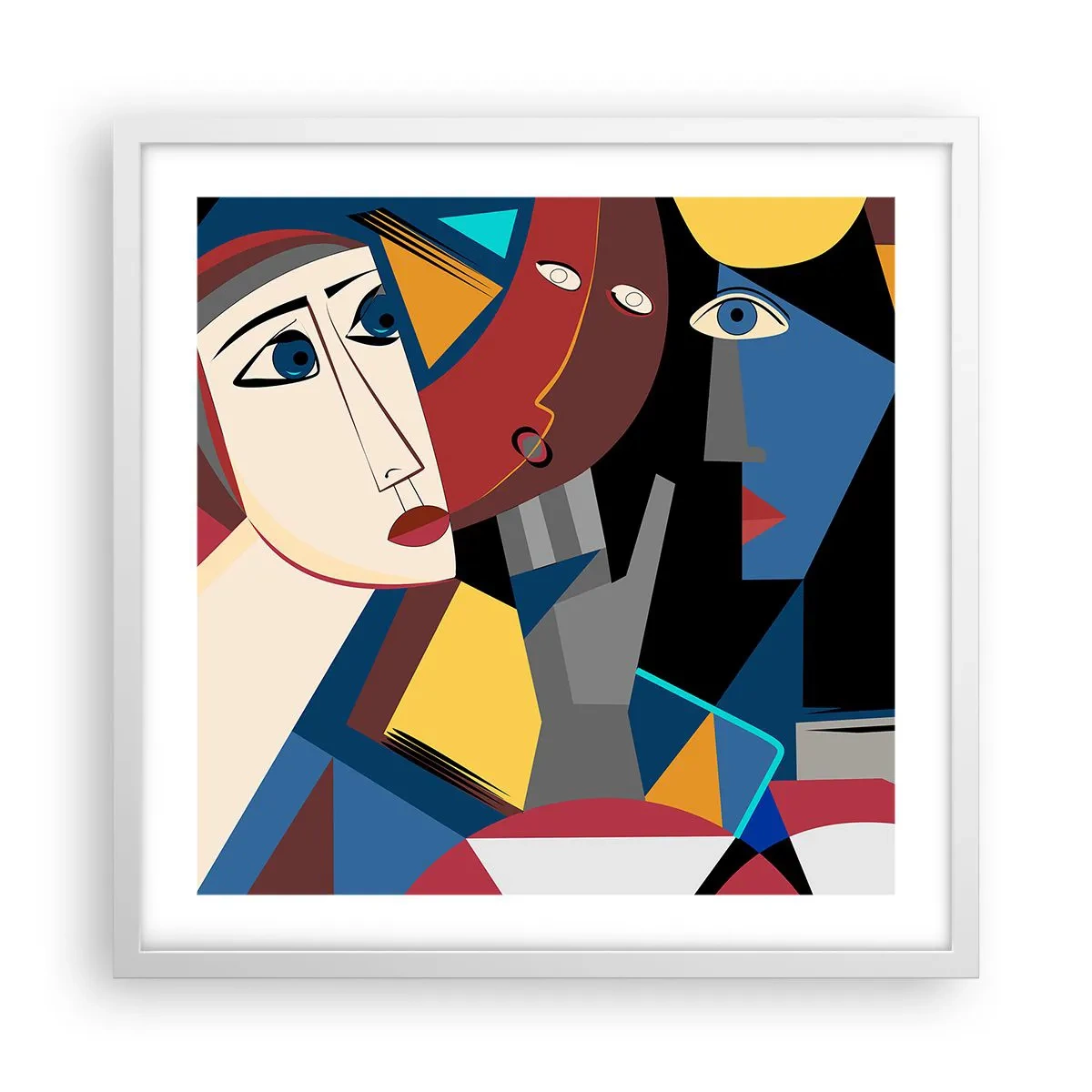 Plakát v bílém rámu - Konverzace kubistů - 50x50 cm