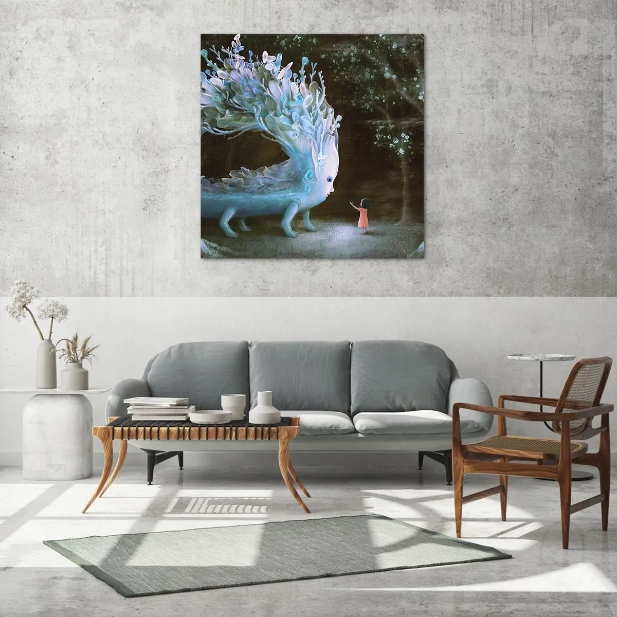 Obraz na skle - Fantastické setkání - 70x70 cm