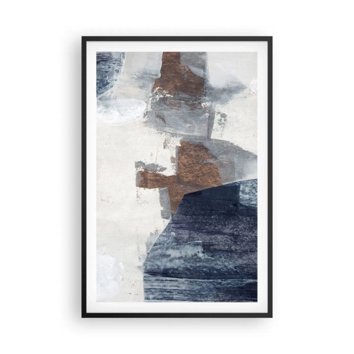 Plakát v černém rámu - Modro-hnědé tvary - 61x91 cm