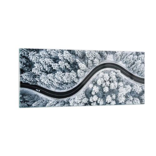 Obraz na skle - Zimním lesem - 100x40 cm