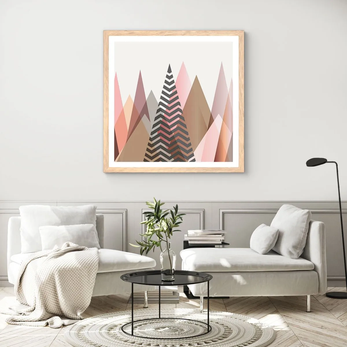 Plakát v rámu světlý dub - Pyramidální pohled - 50x50 cm