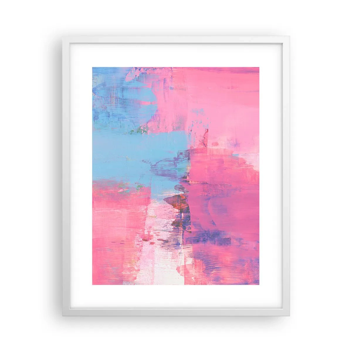 Plakát v bílém rámu - Růžová, modrá a špetka světla - 40x50 cm