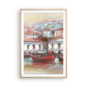 Plakát v rámu světlý dub - Šťastné městečko - 61x91 cm