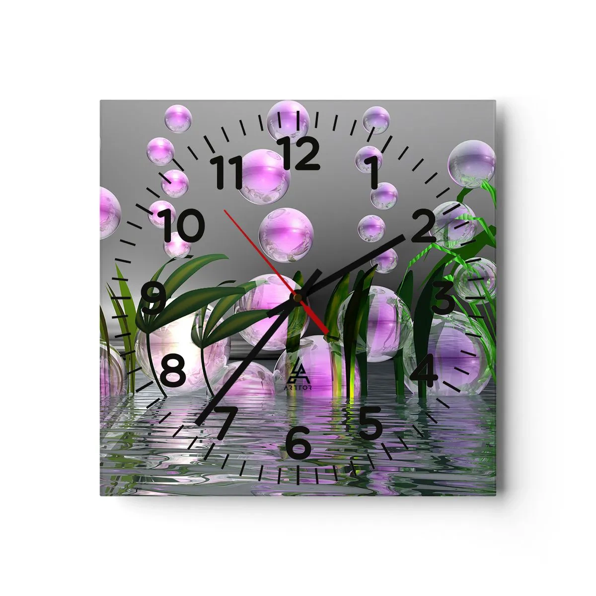 Nástěnné hodiny - Reflexní kompozice lehkosti a života - 30x30 cm