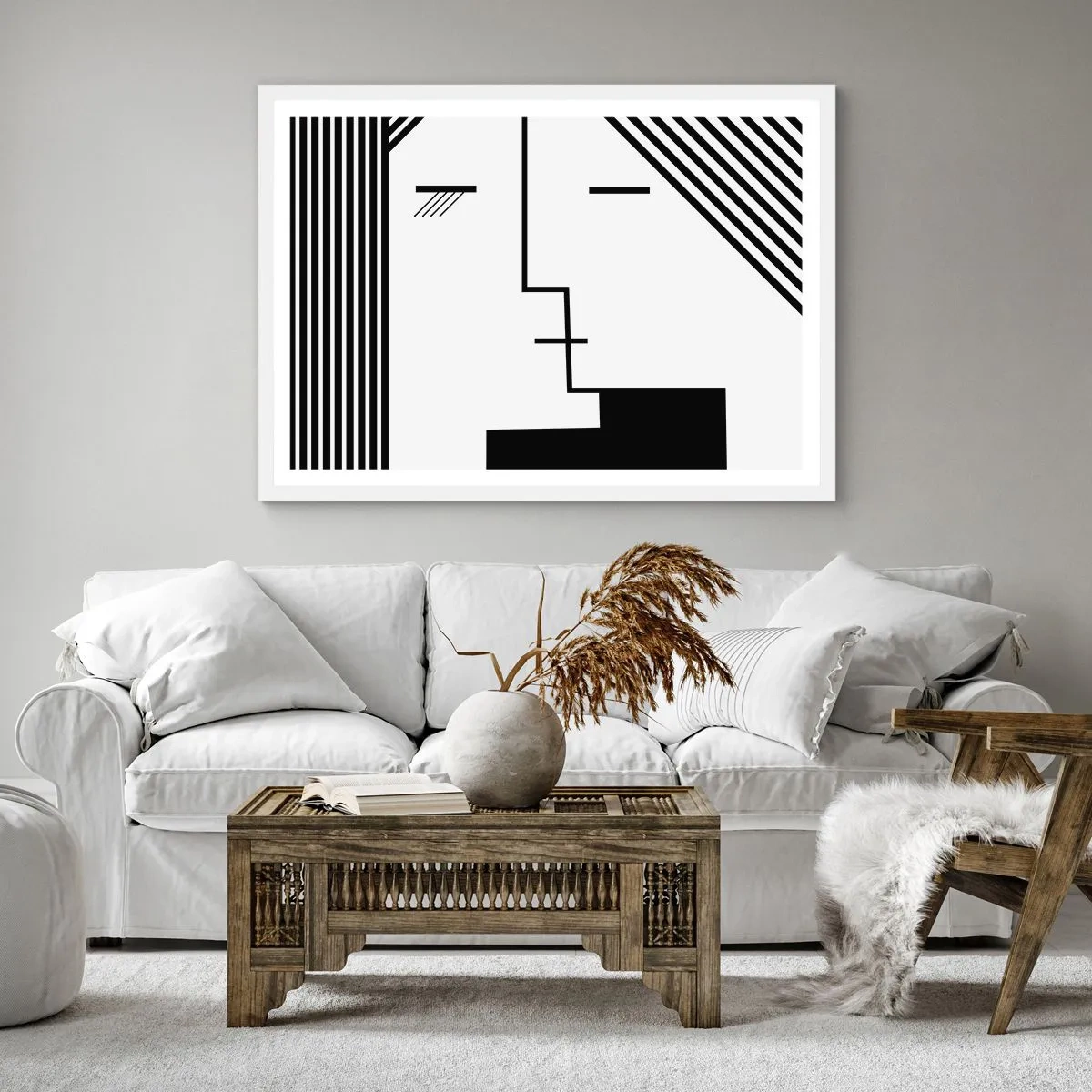 Plakát v bílém rámu - Prostě polibek - 30x30 cm