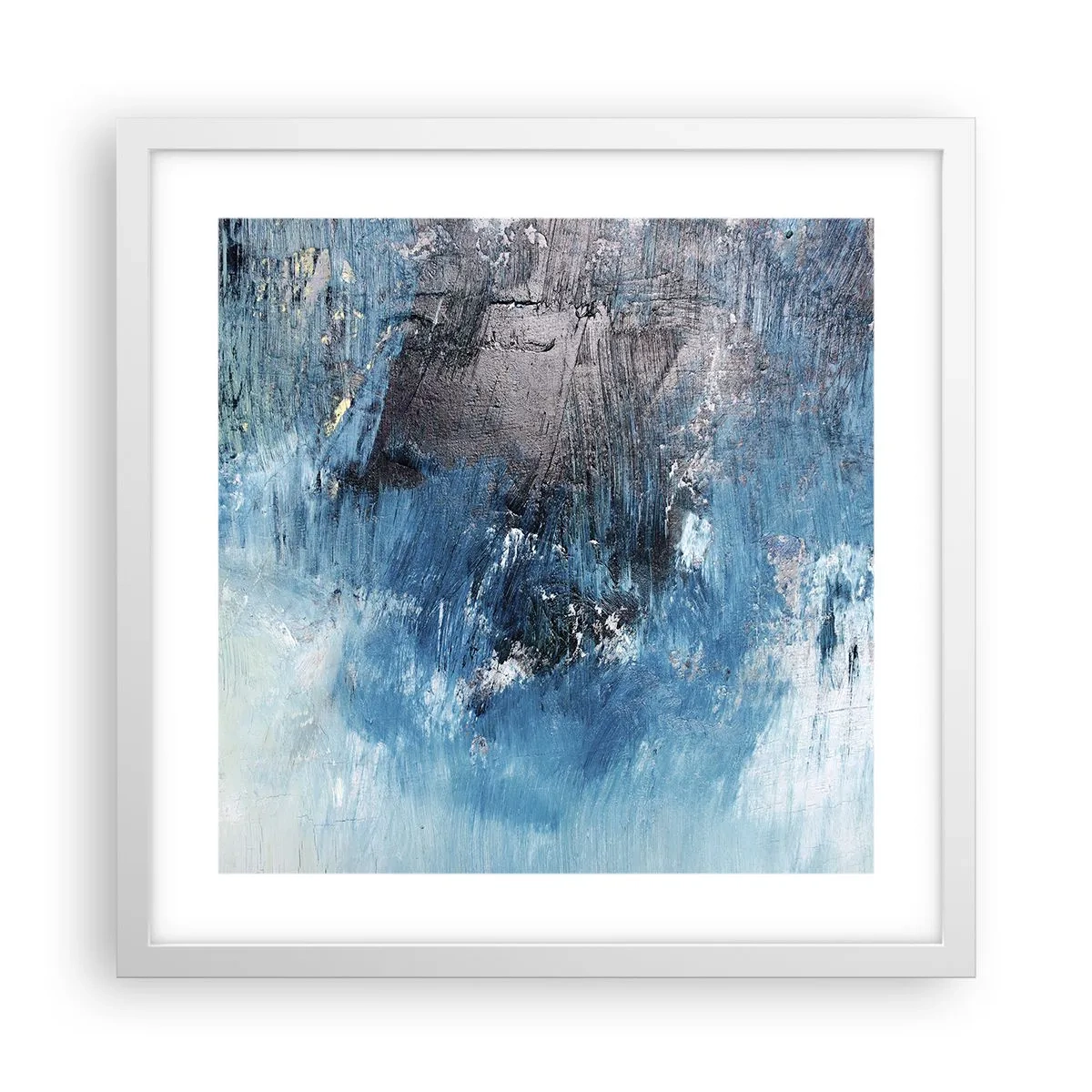 Plakát v bílém rámu - Rapsodie v modrém - 40x40 cm