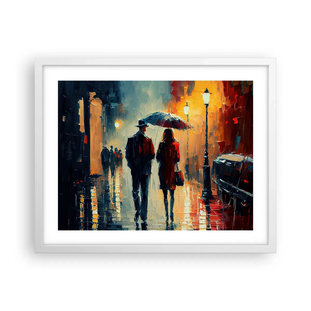 Plakát v bílém rámu - Městská love story - 50x40 cm