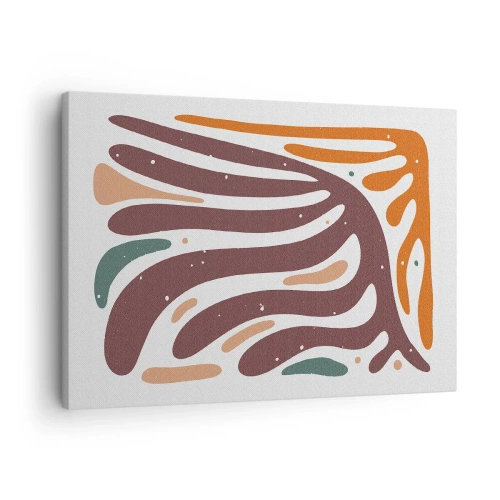 Obraz na plátně - Organický vzor se zářivými liniemi v teplých odstínech - 70x50cm - Organická a radiální kompozice - Moderní nástěnná dekorace do obývacího pokoje a ložnice ARTTOR