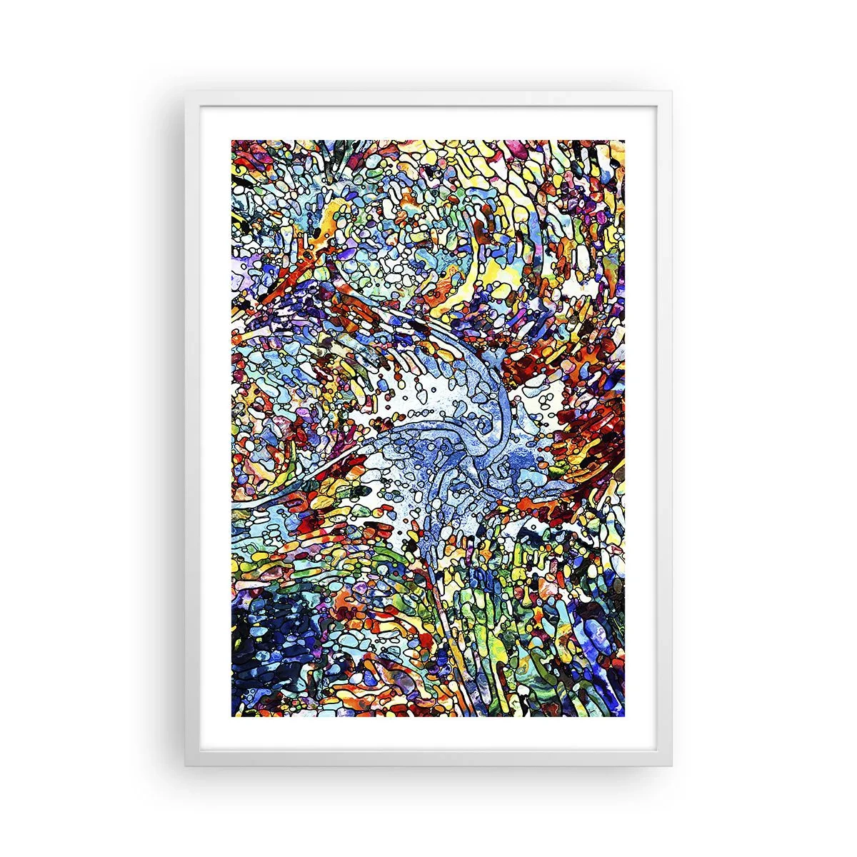 Plakát v bílém rámu - Vitráž s kapkami - 50x70 cm