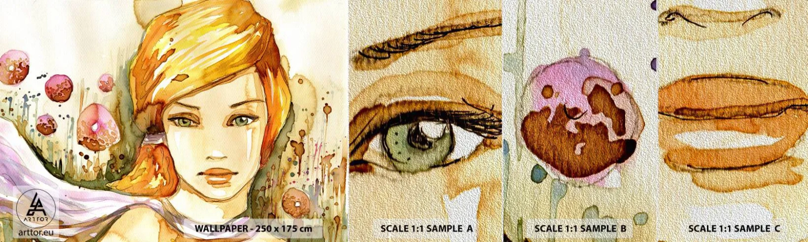 Vzor Fototapety Premium Sand - Smaragdový pohled, který zahání hněv - Žena, Louka, Móda - 100x30 cm