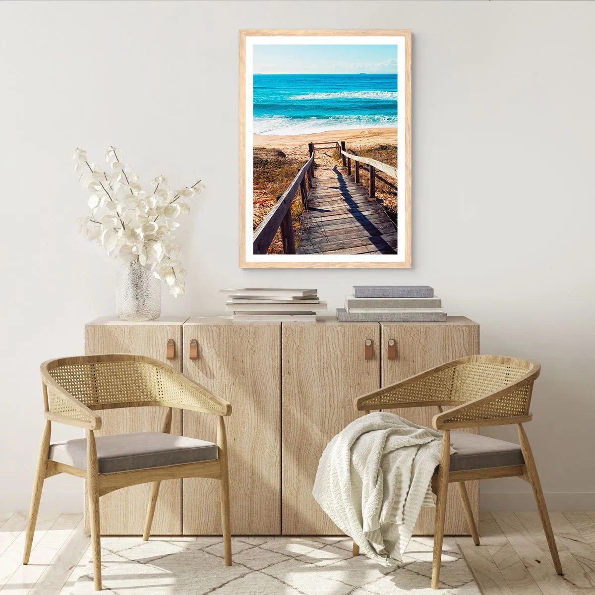 Plakát v rámu světlý dub - Běž! - 50x70 cm