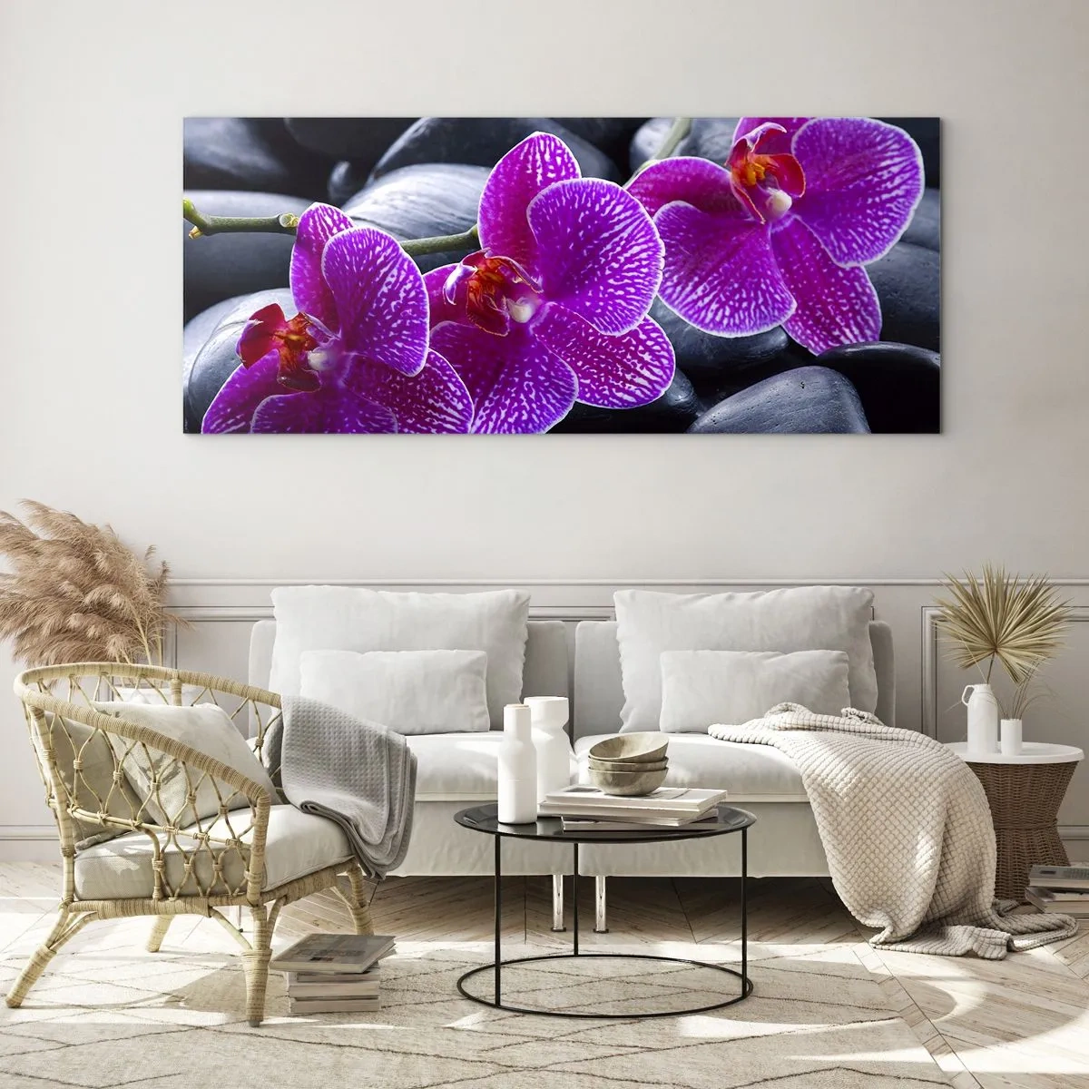 Obraz na skle - Kameny se rozzářily nadšením - 100x40 cm