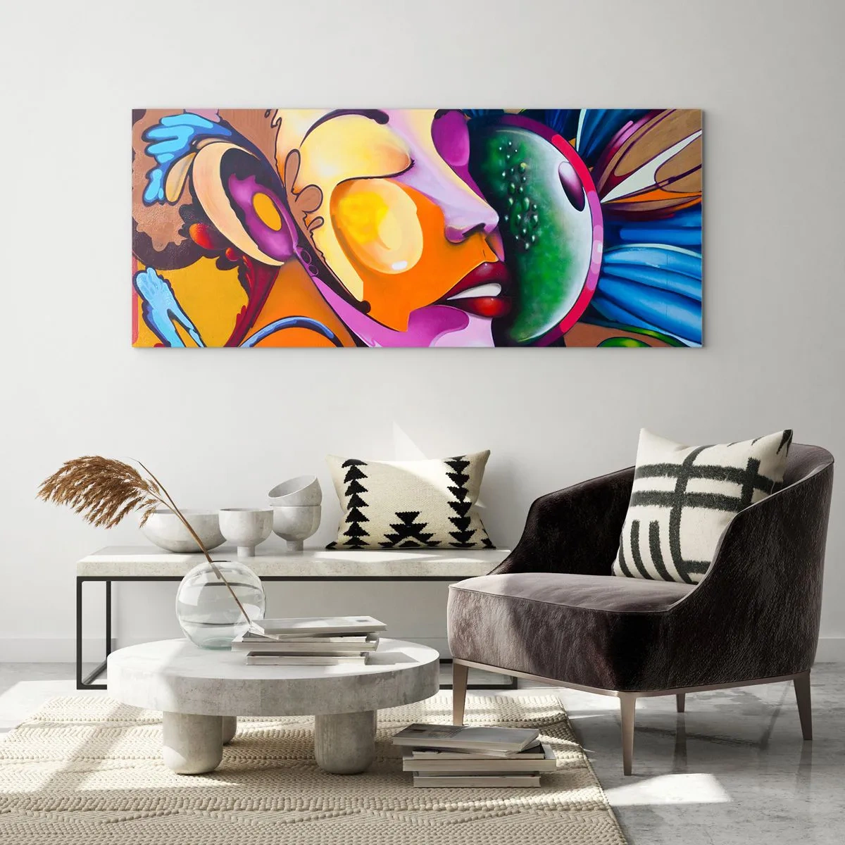 Obraz na skle - Dotknout se barvou - 160x50 cm