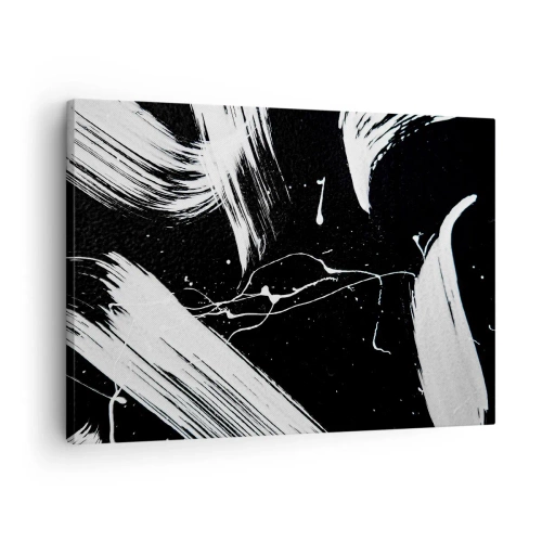 Obraz na plátně - Abstraktní bílé tahy na černém pozadí - 70x50cm - Prolomit temnotu - Moderní nástěnná dekorace do obývacího pokoje a ložnice ARTTOR